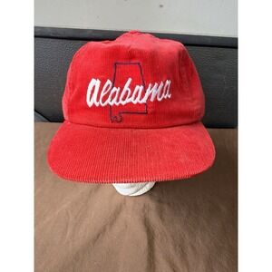 Vintage 1980's Alabama United Hatters Cap Corduroy Hat Red SnapBack Adjustable